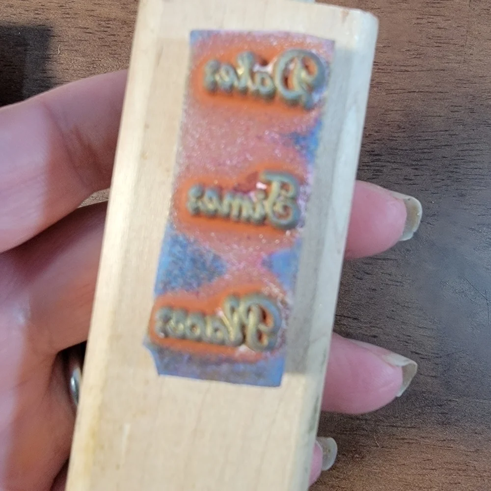 Lot of 2 wooden block rubber stamps for Party invitations